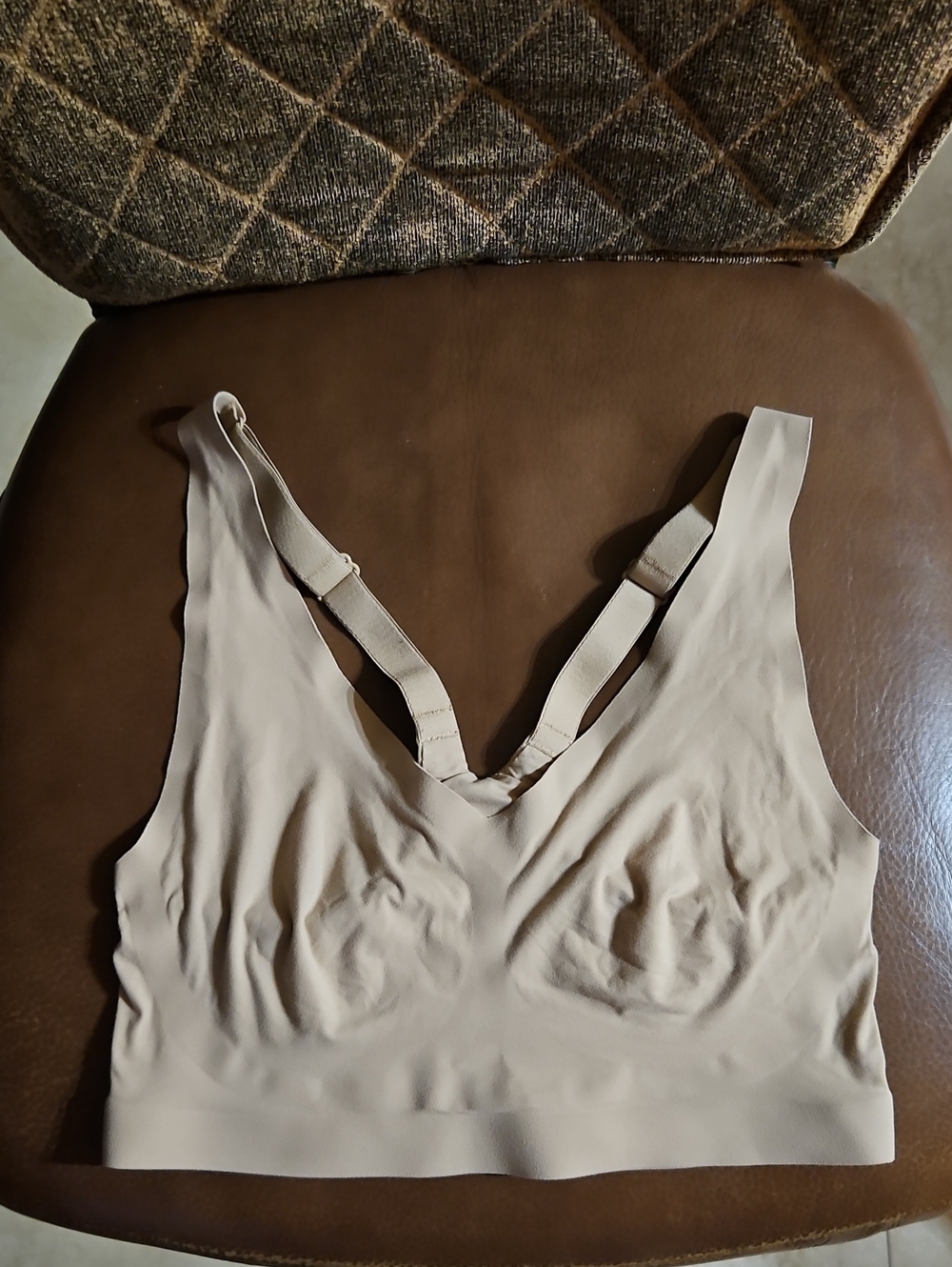 Soma Enbliss Racerback Bralette Bra Wirefree V-Neck Unlined Tan